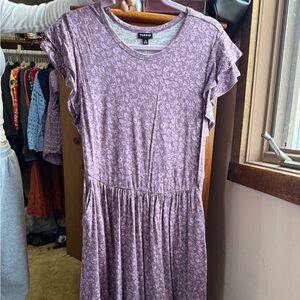 Torrid Lavender Floral Dress with Ruffle Sleeves